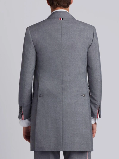 Shop Thom Browne High Armhole Chesterfield With Red, White And Blue Selvedge Placement In School Uniform  In Grey