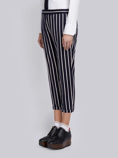 Shop Thom Browne Chenille Banker Stripe Lowrise Skinny Trouser In Blue