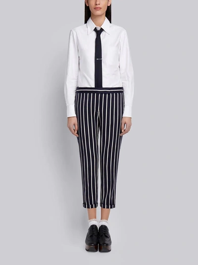 Shop Thom Browne Chenille Banker Stripe Lowrise Skinny Trouser In Blue