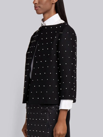 Shop Thom Browne Pearl Embroidered Jacket In Black