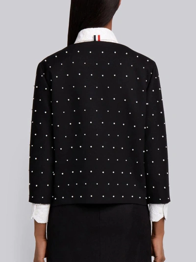 Shop Thom Browne Pearl Embroidered Jacket In Black
