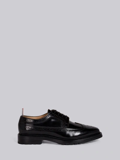 Shop Thom Browne Shiny Leather Longwing Brogue In Black