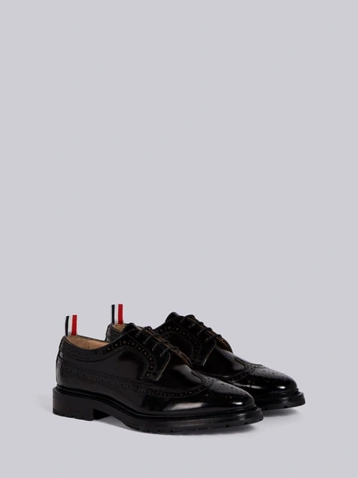 Shop Thom Browne Shiny Leather Longwing Brogue In Black