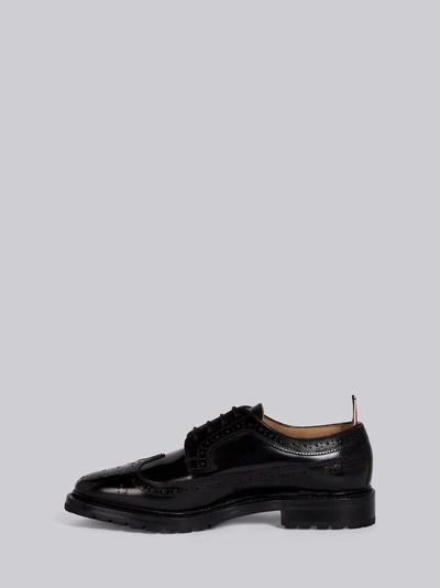 Shop Thom Browne Shiny Leather Longwing Brogue In Black