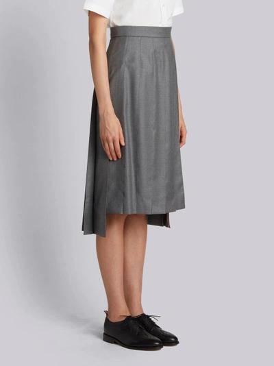 Shop Thom Browne Asymmetric Pleated Skirt In Grey