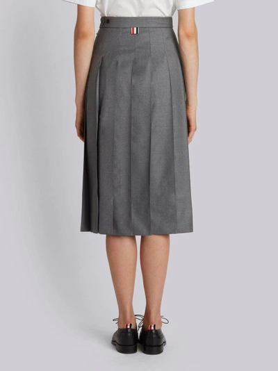 Shop Thom Browne Asymmetric Pleated Skirt In Grey