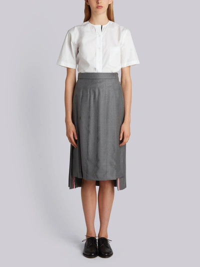 Shop Thom Browne Asymmetric Pleated Skirt In Grey