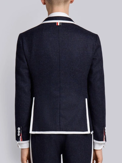 Shop Thom Browne Grosgrain Tipping Bicolor Sport Coat In Grey