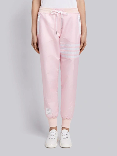 Shop Thom Browne Lightweight Sweatpants With Seamed-in 4 Bar Stripe In Ripstop In Pink
