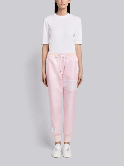 Shop Thom Browne Lightweight Sweatpants With Seamed-in 4 Bar Stripe In Ripstop In Pink