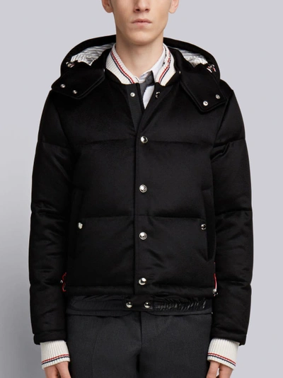 Shop Thom Browne Tonal Grosgrain Down Cashmere Bomber In Black