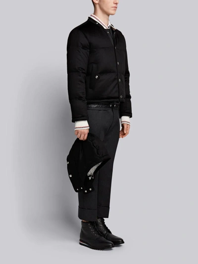 Shop Thom Browne Tonal Grosgrain Down Cashmere Bomber In Black