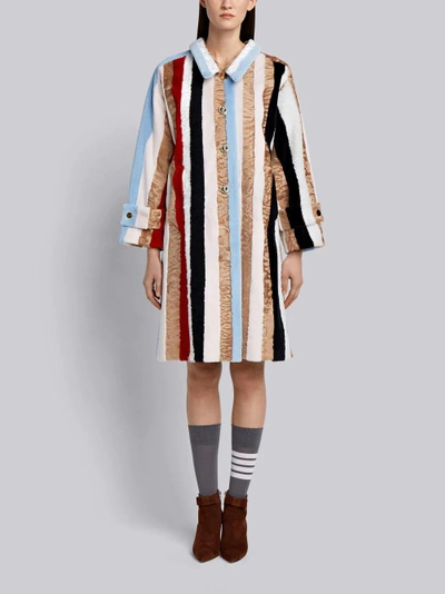 Shop Thom Browne Raglan Sleeve Fur Overcoat In Multicolour