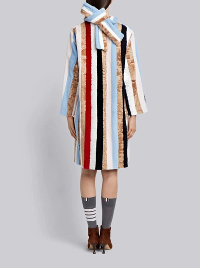 Shop Thom Browne Raglan Sleeve Fur Overcoat In Multicolour