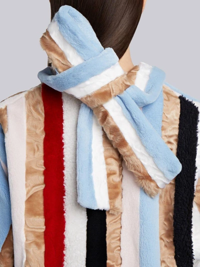Shop Thom Browne Raglan Sleeve Fur Overcoat In Multicolour