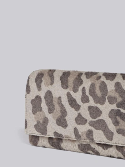 Shop Thom Browne Leopard Print Pony Hair Long Wallet In Grey