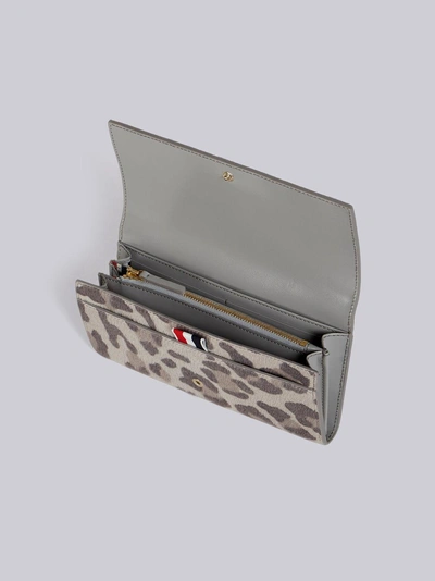 Shop Thom Browne Leopard Print Pony Hair Long Wallet In Grey