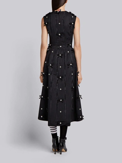 Shop Thom Browne Sleeveless Bow Applique Silk Dress In Black