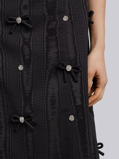 Shop Thom Browne Sleeveless Bow Applique Silk Dress In Black