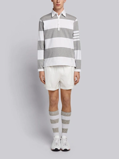 Shop Thom Browne Cotton Twill Rugby Shorts In White