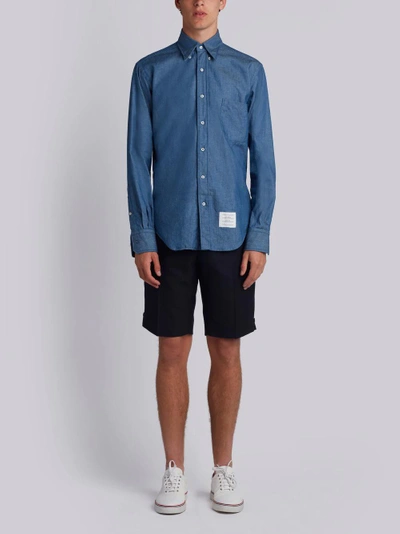 Shop Thom Browne Regular Fit Long Sleeve Shirt In Shirting Denim In Blue