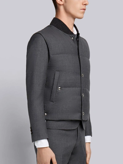 Shop Thom Browne Center-back Engineered Stripe Down-filled Vest In Grey