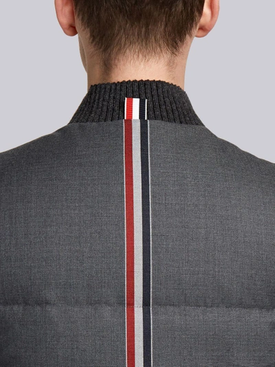 Shop Thom Browne Center-back Engineered Stripe Down-filled Vest In Grey