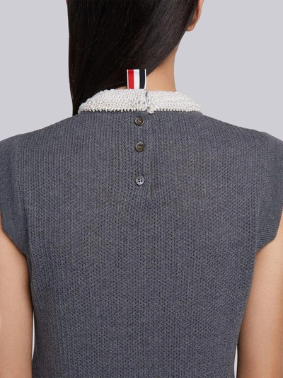 Shop Thom Browne Pearl Applique Wool Shell Top In Grey