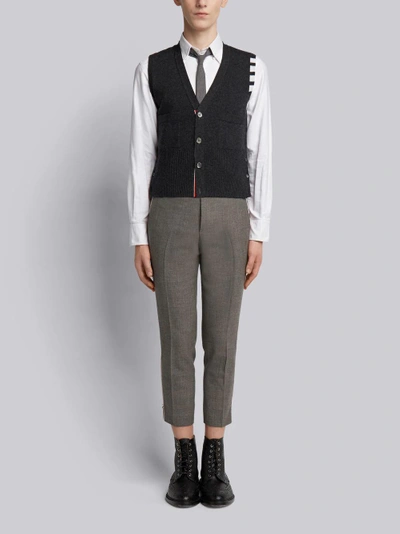 Shop Thom Browne Charcoal Grey Cashmere 4-bar Classic V-neck Cardigan Vest