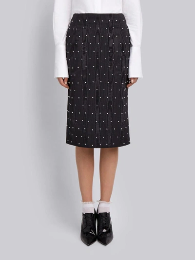 Shop Thom Browne Pearl Embroidered Pencil Skirt In Black