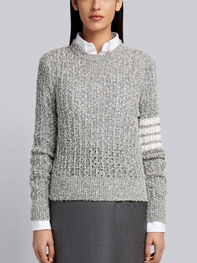 Shop Thom Browne Wool Blend Crewneck Pullover In Grey