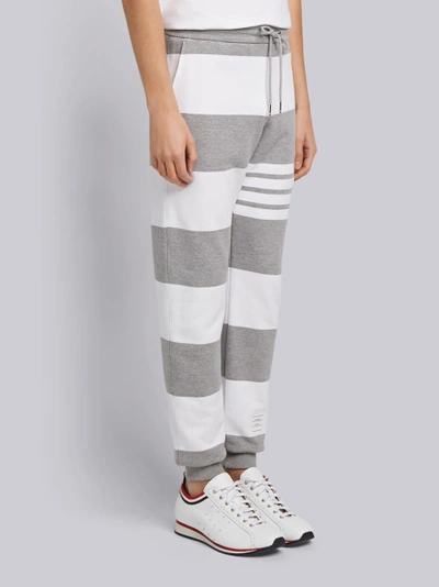 Shop Thom Browne Engineered Rugby Stripe Classic Loopback Jersey Sweatpants In Grey