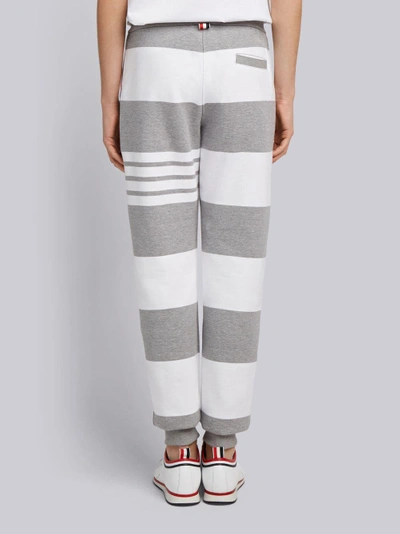 Shop Thom Browne Engineered Rugby Stripe Classic Loopback Jersey Sweatpants In Grey