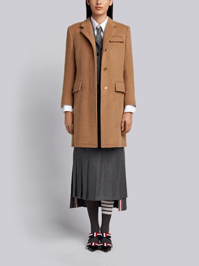 Shop Thom Browne Classic Chesterfield Overcoat In Camel Hair In Neutrals