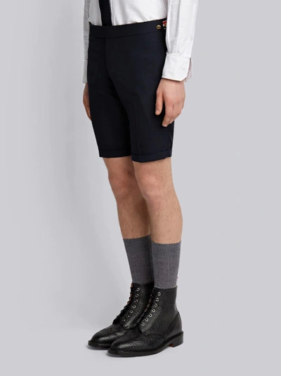Shop Thom Browne Low Rise Skinny Short With Red, White And Blue Selvedge Back Leg Placement In School Uni