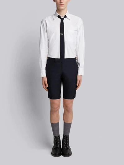 Shop Thom Browne Low Rise Skinny Short With Red, White And Blue Selvedge Back Leg Placement In School Uni