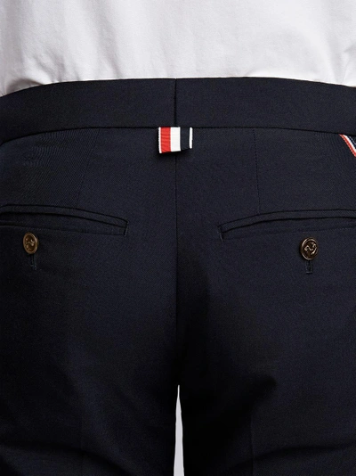 Shop Thom Browne Low Rise Skinny Short With Red, White And Blue Selvedge Back Leg Placement In School Uni