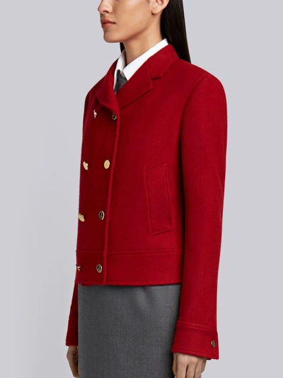 Shop Thom Browne Cropped Melton Jacket In Red