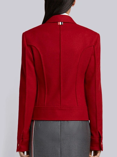 Shop Thom Browne Cropped Melton Jacket In Red