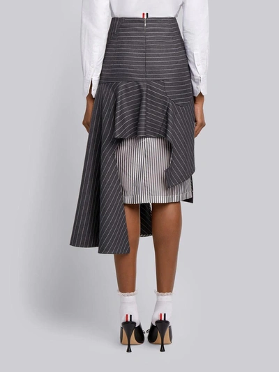 Shop Thom Browne Draped Chalk Stripe Skirt In Grey