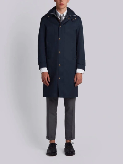 Shop Thom Browne Detachable Hood Mackintosh Parka In Blue