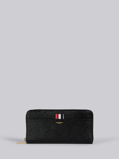 Shop Thom Browne Lucido Leather Long Zip-around Purse In Black