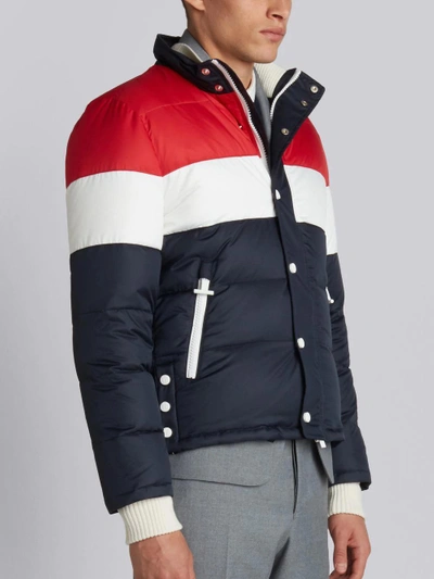 Shop Thom Browne Three Panel Downfilled Funnel Collar Ski Jacket In Mini Ripstop In Grey