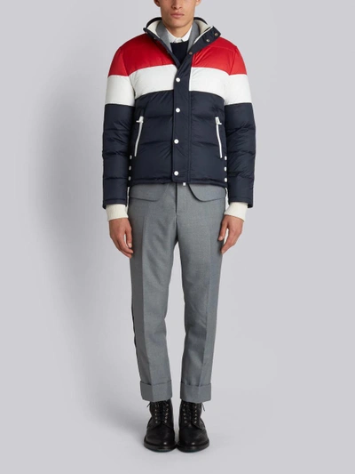 Shop Thom Browne Three Panel Downfilled Funnel Collar Ski Jacket In Mini Ripstop In Grey