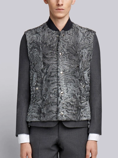 Shop Thom Browne Dyed Karakul Fur Vest In Grey