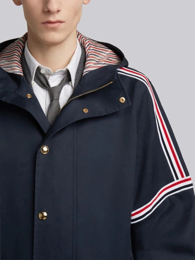 Shop Thom Browne Articulated Oversized Mackintosh Jacket In Blue