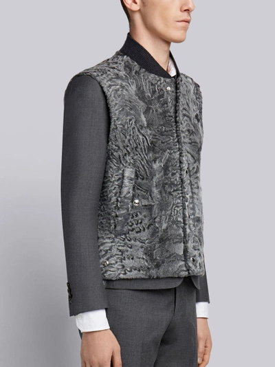 Shop Thom Browne Dyed Karakul Fur Vest In Grey