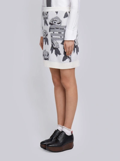 Shop Thom Browne Boucle Rose Jacquard Mini Skirt In White