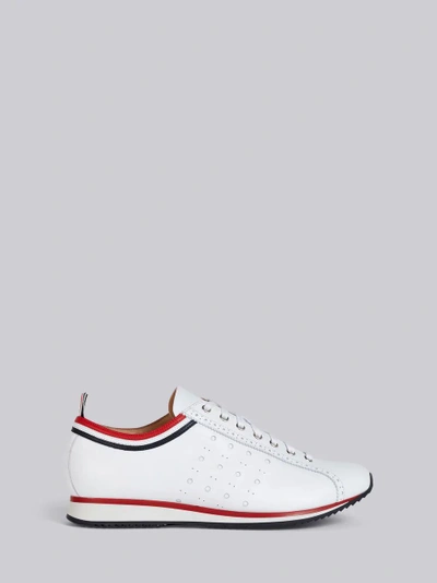 Shop Thom Browne Leather Rugby Running Shoe In White