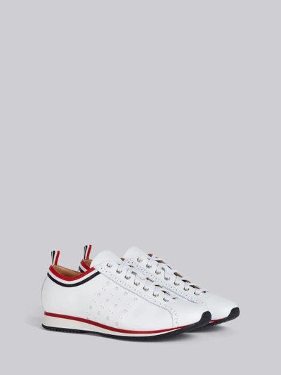 Shop Thom Browne Leather Rugby Running Shoe In White